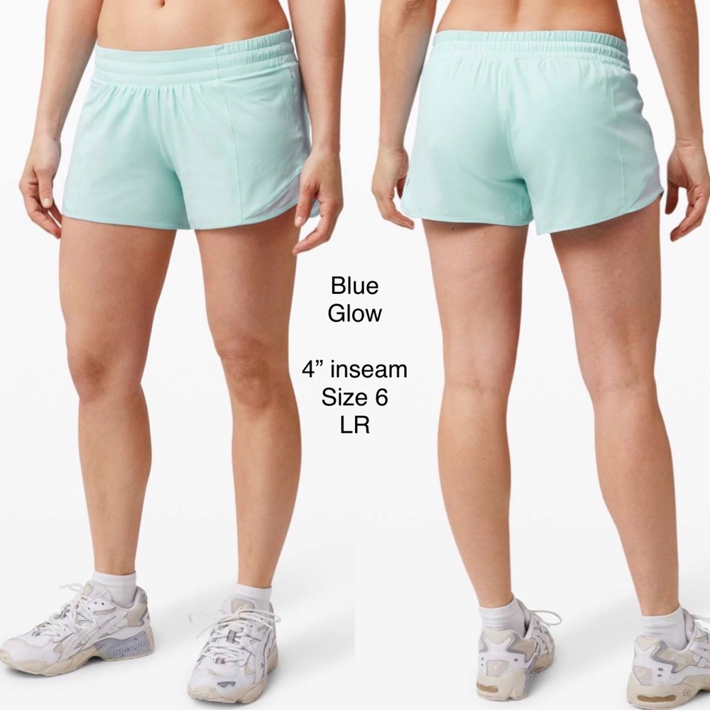 NEON Lululemon Blue Glow Hotty Hot Shorts sz 6